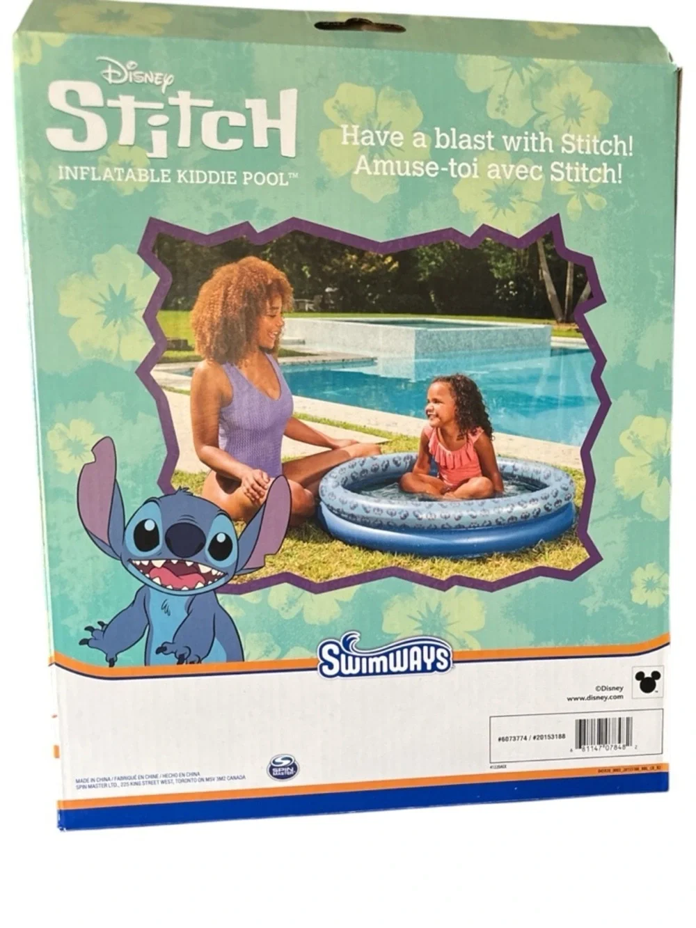 Disney Stitch Blue Inflatable Kiddie Pool with Character Print